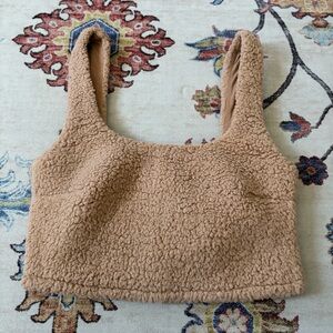 Gilly Hicks Tan Fuzzy Fleece Scoop Neck Cropped Tank Top XS